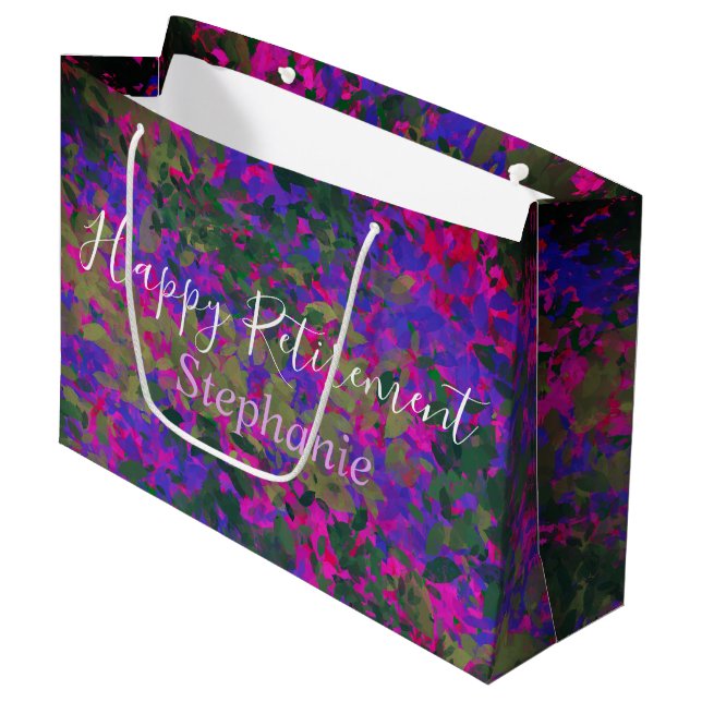 Bolsa De Regalo Grande Feliz Jubilación Purple Pintada de Flora de Jardín (Angulo Anverso)