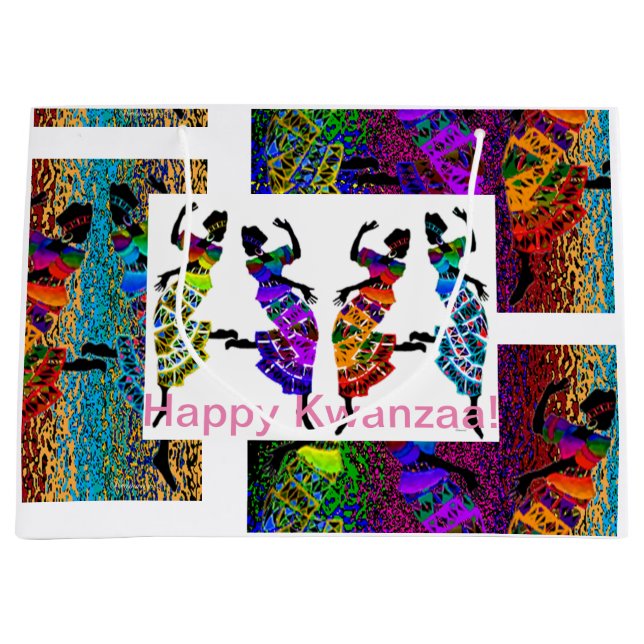 Bolsa De Regalo Grande Feliz Kwanzaa (Anverso)