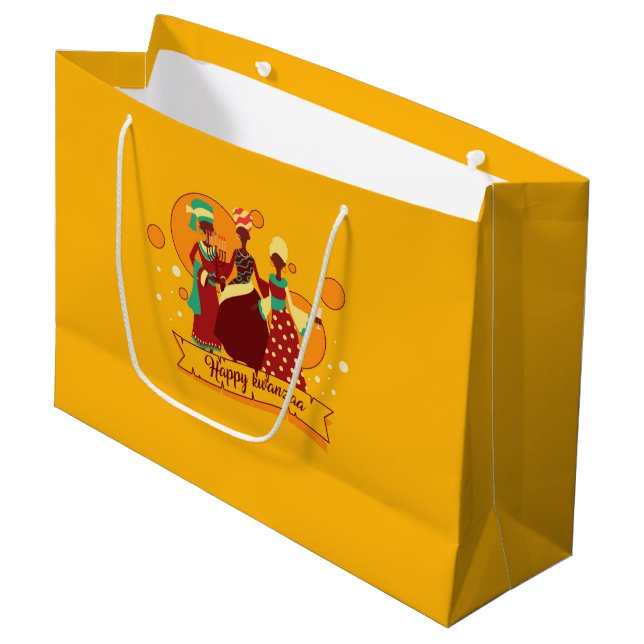 Bolsa De Regalo Grande Feliz Kwanzaa 3 Damas de Amarillo (Angulo Anverso)