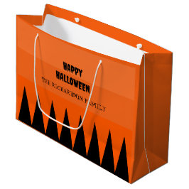 Bolsa De Regalo Grande Feliz Naranja de Halloween negro personalizado