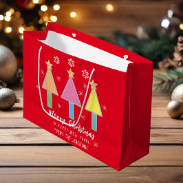 Bolsa De Regalo Grande Feliz Navidad Art Family Nombre Moderno Guay Cute