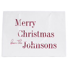 Bolsa De Regalo Grande Feliz Navidad Borgoña Minimal