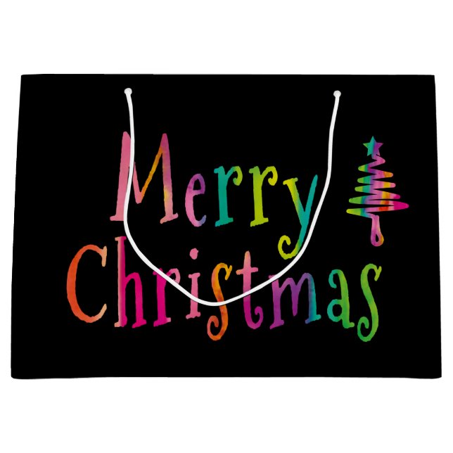 Bolsa De Regalo Grande Feliz Navidad colorido (Anverso)