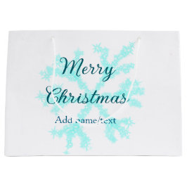 Bolsa De Regalo Grande Feliz Navidad copos de nieve azul purpurina chispa