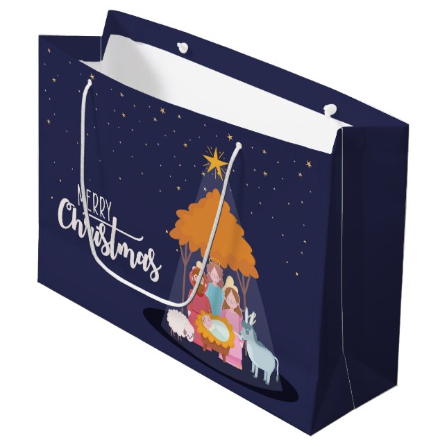 Bolsa De Regalo Grande Feliz Navidad El nacimiento de Cristo (Angulo Anverso)