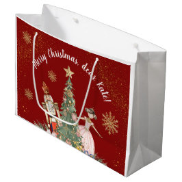 Bolsa De Regalo Grande Feliz Navidad Fiesta Nutcracker Red Profunda