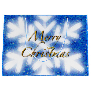 Bolsa De Regalo Grande Feliz Navidad flaqueo de nieve elegante caligrafía