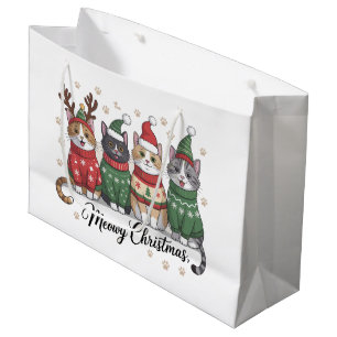 Bolsa De Regalo Grande Feliz Navidad Gato Gatitos Lindos con Sombrero de