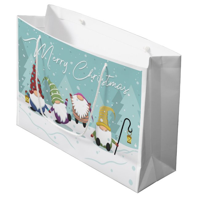Bolsa De Regalo Grande Feliz Navidad Gnomes (Angulo Anverso)