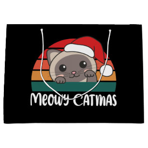 Bolsa De Regalo Grande Feliz Navidad Graciosos Navidades gatos posan gran