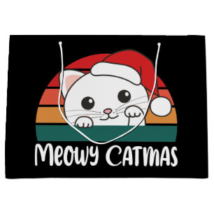 Bolsa De Regalo Grande Feliz Navidad Graciosos Navidades gatos posan gran
