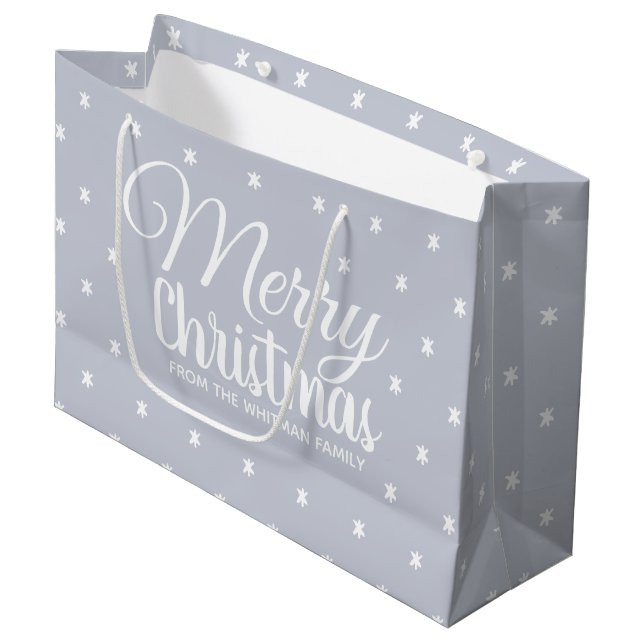 Bolsa De Regalo Grande Feliz Navidad Gris (Angulo Anverso)