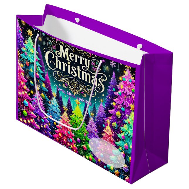 Bolsa De Regalo Grande Feliz Navidad Lavanda (Angulo Anverso)