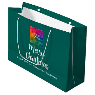 Bolsa De Regalo Grande Feliz Navidad Logotipo de su empresa aquí