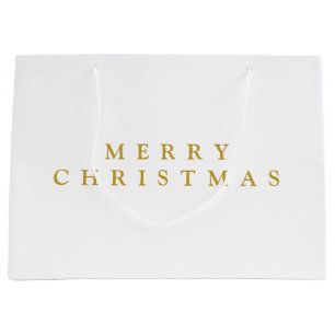 Bolsa De Regalo Grande Feliz Navidad Minimalista Golden Yellow