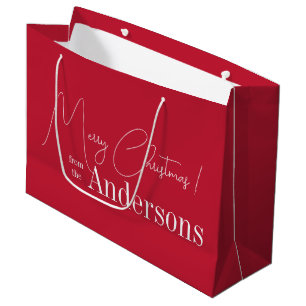 Bolsa De Regalo Grande Feliz Navidad Moderno Rojo