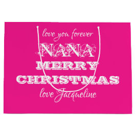 Bolsa De Regalo Grande Feliz Navidad Nana Classic Script Moda rosa
