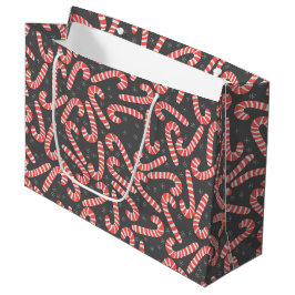 Bolsa De Regalo Grande Feliz Navidad Peppermint Candy Canes Snowflakes