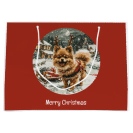 Bolsa De Regalo Grande Feliz Navidad Perro reno pomerano