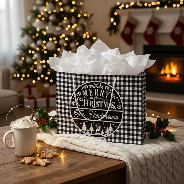Bolsa De Regalo Grande Feliz Navidad Personalizado de juego negro y blanc (Subido por el creador)