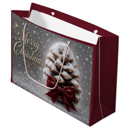 Bolsa De Regalo Grande Feliz Navidad Piña Cubierta de Nieve