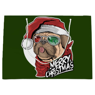 Bolsa De Regalo Grande Feliz Navidad Pug