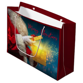 Bolsa De Regalo Grande Feliz Navidad. Santa con presente
