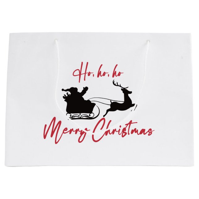 Bolsa De Regalo Grande Feliz Navidad Santa Sleigh y renos (Anverso)