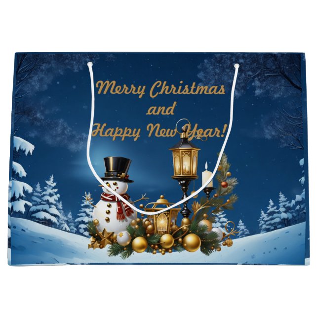 Bolsa De Regalo Grande ¡Feliz Navidad y Feliz Año Nuevo! (Anverso)