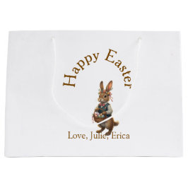 Bolsa De Regalo Grande Feliz Pascua conejo marrón con huevos amor añadir