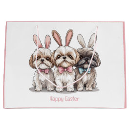 Bolsa De Regalo Grande Feliz Pascua Shih Tzu Dogs