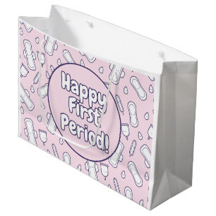 Bolsa De Regalo Grande Feliz primer periodo Fiesta Cubo Rosado Tampon Pad