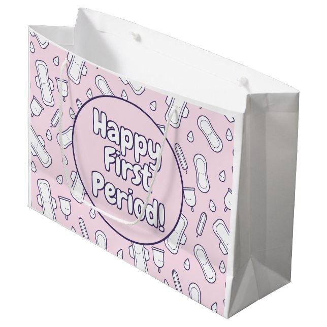 Bolsa De Regalo Grande Feliz primer periodo Fiesta Cubo Rosado Tampon Pad (Angulo Anverso)