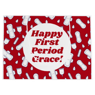Bolsa De Regalo Grande Feliz primer periodo Fiesta Oscuro Red Tampon Pad