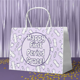 Bolsa De Regalo Grande Feliz primer periodo Fiesta Purple Cute Tampon Pad