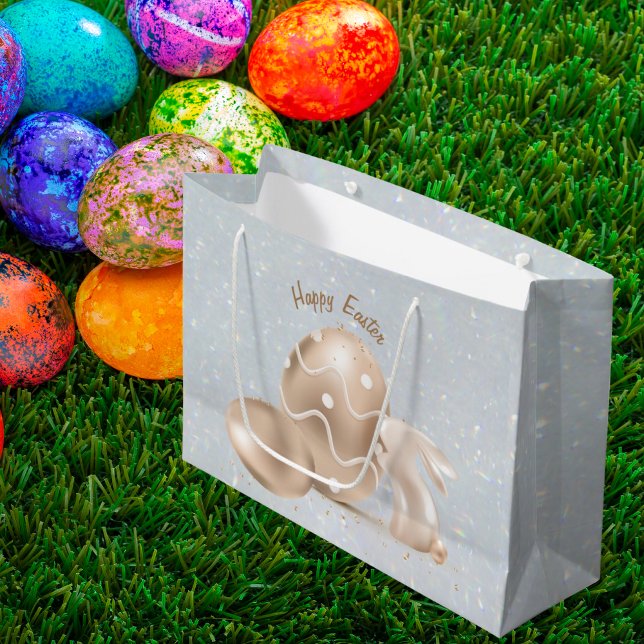 Bolsa De Regalo Grande Feliz Purpurina de Huevo conejo de Pascua Elegante (Subido por el creador)