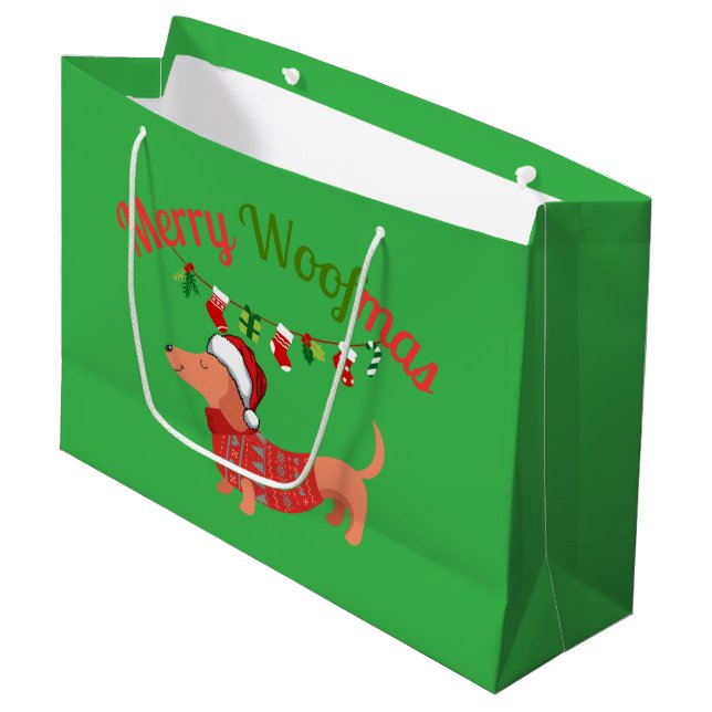 Bolsa De Regalo Grande Feliz WOOFmas (Angulo Anverso)