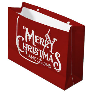 Bolsa De Regalo Grande Feria personalizada Navidad rojo