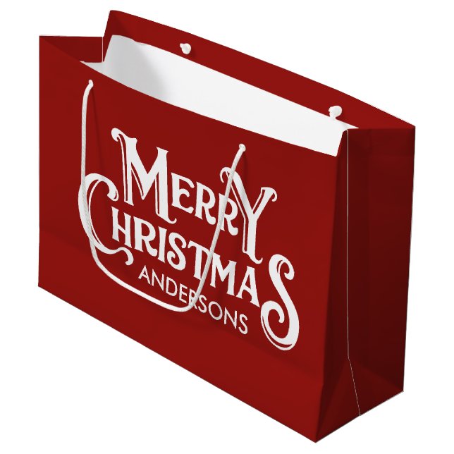 Bolsa De Regalo Grande Feria personalizada Navidad rojo (Angulo Anverso)