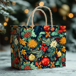 Bolsa De Regalo Grande Festive Christmas Ornaments with Name Area