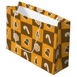 Bolsa De Regalo Grande Festive Holiday Grid Pattern