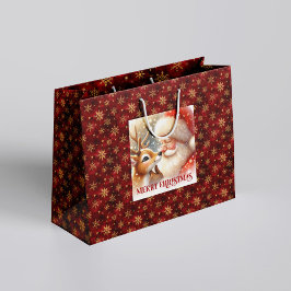 Bolsa De Regalo Grande Festive Rudolph and Santa Kids Christmas Gift Bag