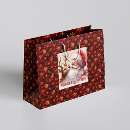 Bolsa De Regalo Grande Festive Santa and Rudolph Kids Christmas Gift Bag