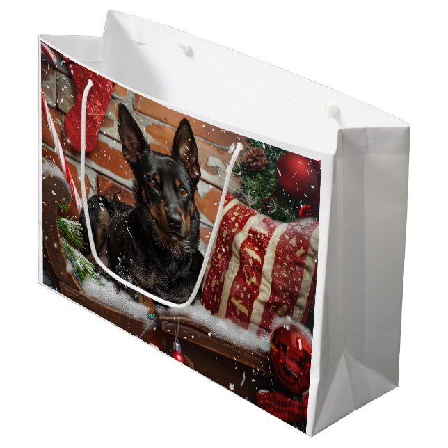 Bolsa De Regalo Grande Festividad australiana de Navidades de perro Kelpi (Angulo Anverso)