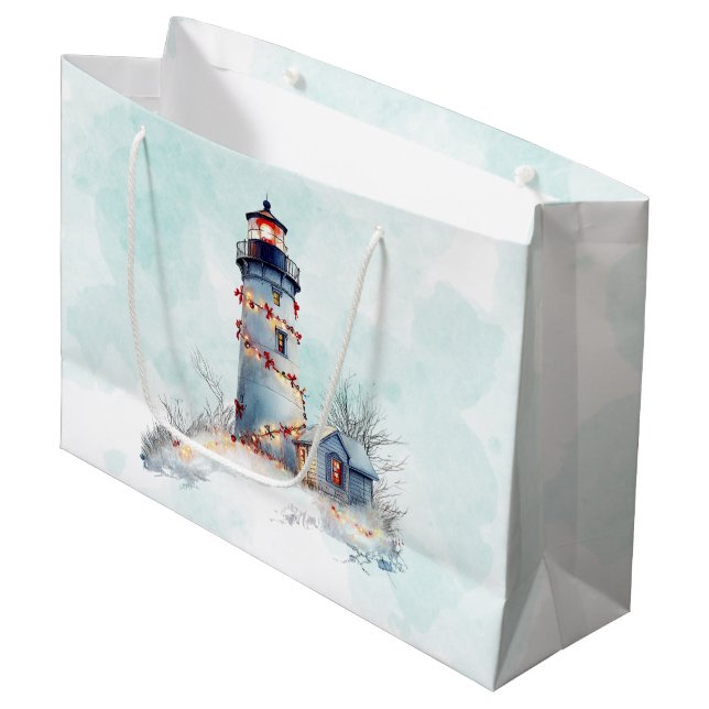 Bolsa De Regalo Grande Festividad costera de Navidades de faro (Angulo Anverso)