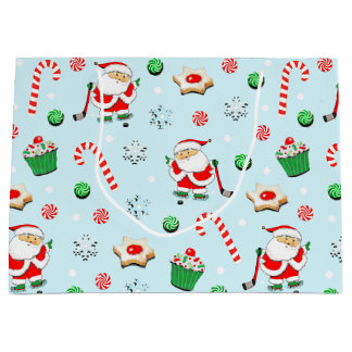 Bolsa De Regalo Grande Festividad de jugador de hockey Navidades
