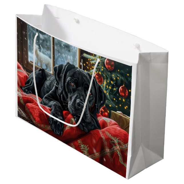 Bolsa De Regalo Grande Festividad de los Navidades de perro de Labrador N (Angulo Anverso)
