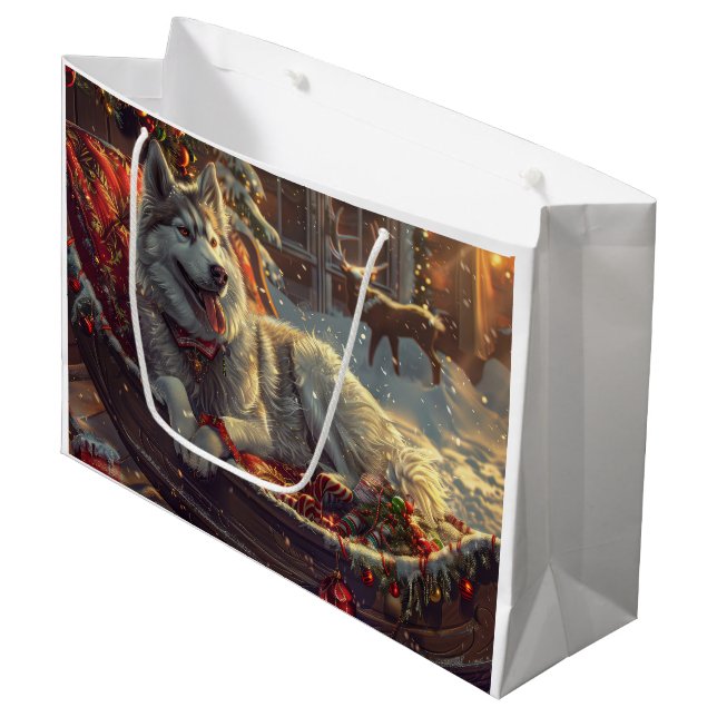 Bolsa De Regalo Grande Festividad de los Navidades de perro de Laphund (Angulo Anverso)