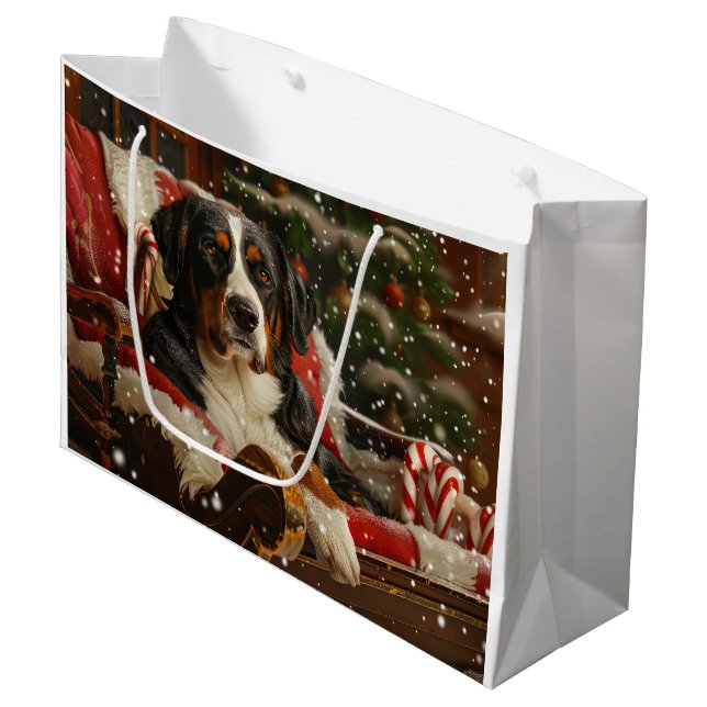Bolsa De Regalo Grande Festividad de los Navidades de Perro de Montaña de (Angulo Anverso)