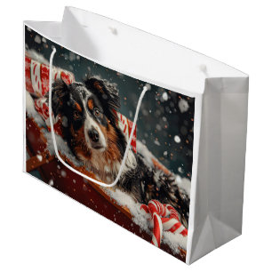 Bolsa De Regalo Grande Festividad de los Navidades de perro pastor de Aus